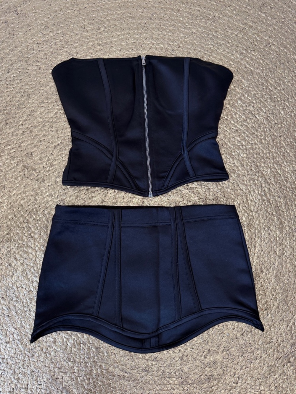 Strapless Black Two-Piece Skirt Set